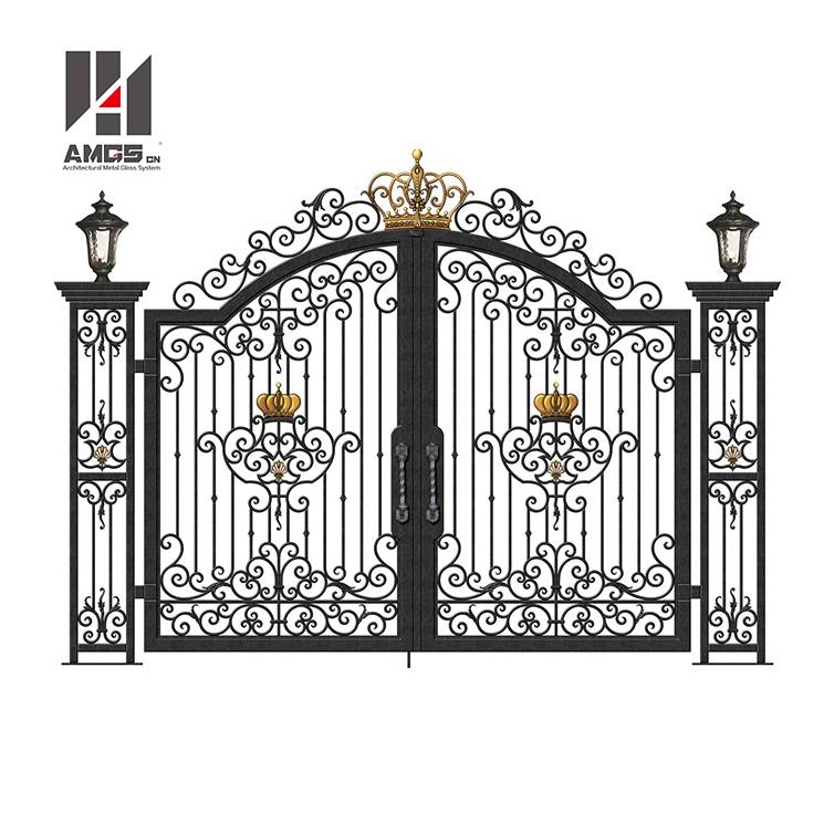 Paint Powder S Coating Customized Main Door,Decorative External Modern Design House Entrance Wrought Iron Gate