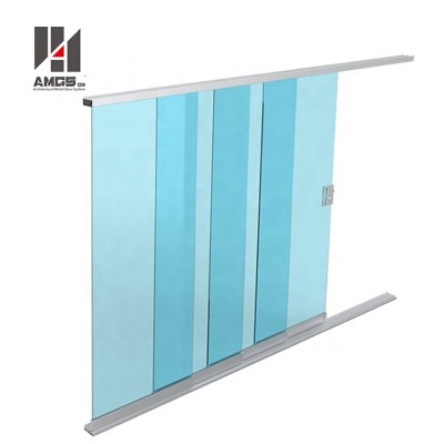 Commercial Exterior Balcony Tempered Glass Frameless Glass Sliding Door System